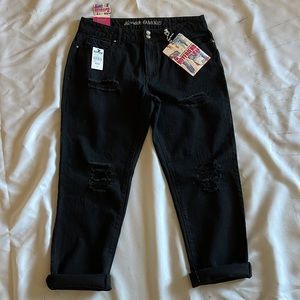 90’s Vintage Cropped Capris Black Distressed Boyfriend Jeans sz 11 L NWT